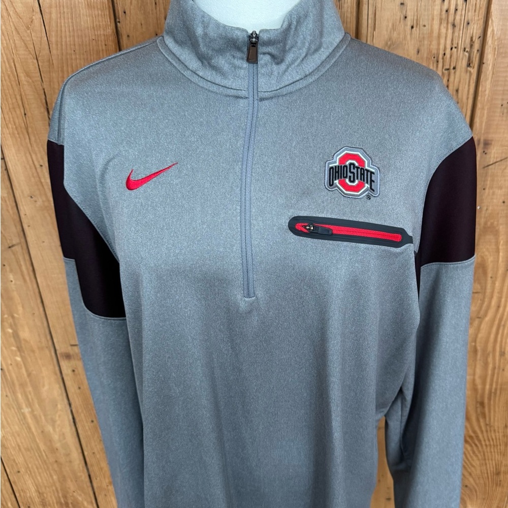 Nike Ohio State Buckeyes Men’s Large Gray Dri-FIT Quarter-Zip Pullover - Picture 3 of 9